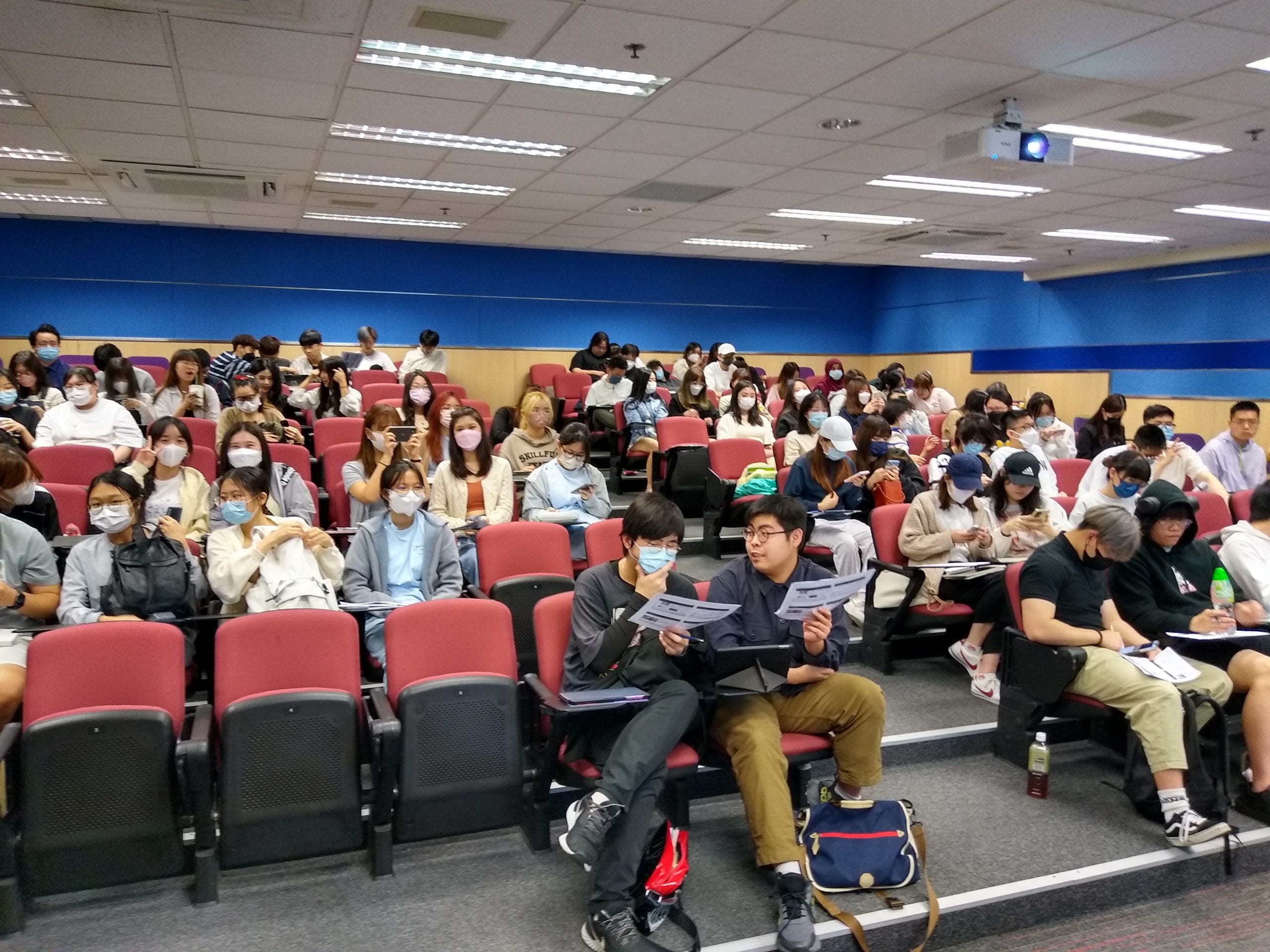 Students sitting in a lecture theatre at VTC